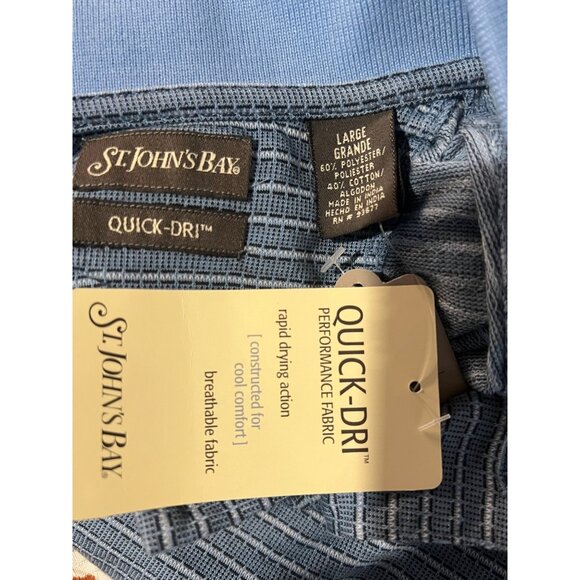 St. Johns Bay Quick-Dry Performance Polo Blue Large Vintage 1980s Retro Golf - Picture 11 of 14